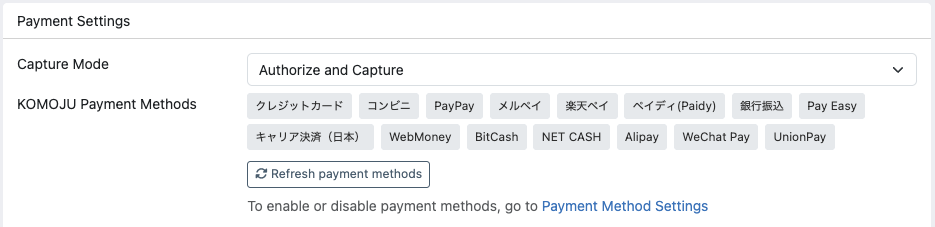 Synced payment methods