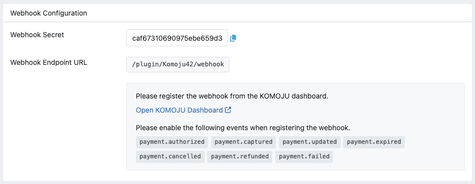 Webhook settings