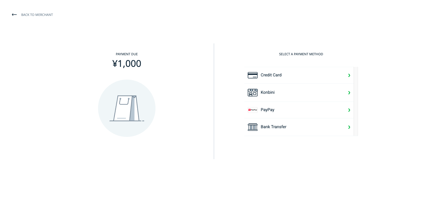 KOMOJU Hosted Page payment method selection